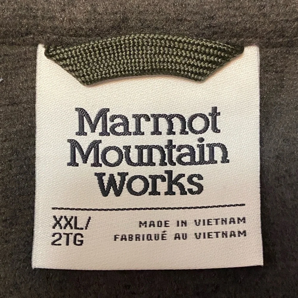 Marmot Mountain Works XXL 1/2 Zip Fleece Pullover Green Hiking Outdoor Core